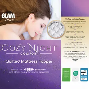 Glamhaus Anti Allergy Mattress Topper with Extra Deep Fitted Skirt