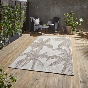 305 Flat Easy Clean Palm Trees Rug - Beige - 120x170