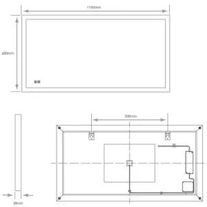 600 x 1150mm IP44 LED Bathroom Mirror & Demister - Tunable White Diffused Border