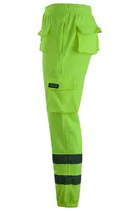 MS9 Mens Hi Viz Vis High Visibility Fleece Cargo Work Trousers Pants Joggers H1 Yellow - XL