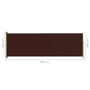 Berkfield Patio Retractable Side Awning 200x600 cm Brown