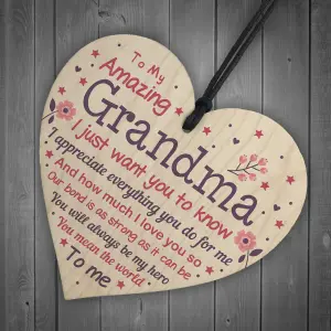 Red Ocean Cute Grandma Wooden Heart Nan Birthday Christmas Gifts From Grandchildren Grandparent Plaque