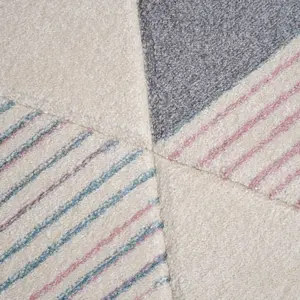 Pastel Multicolour Diamond Geometric Living Area Runner Rug 60x240cm