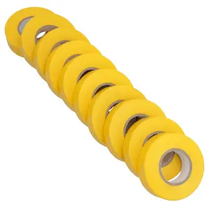 10 Pack YELLOW electrical insulation tape 19mm wide x 20 metres long