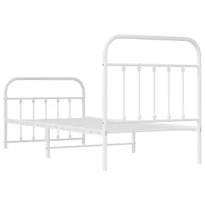 Berkfield Metal Bed Frame with Headboard and Footboard White 90x190 cm