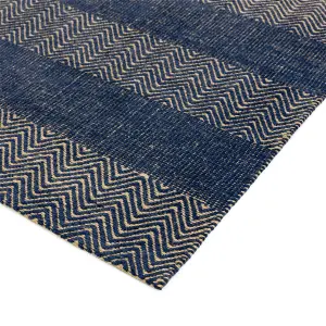 Navy Blue Geometric Graphics Modern Handmade Easy to clean Rug for Bed Room Living Room and Dining Room-100cm X 150cm