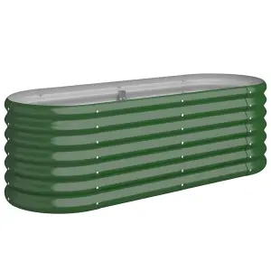 Berkfield Garden Planter Powder-coated Steel 114x40x36 cm Green