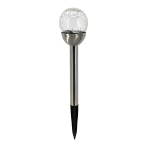 Silver & clear Crackle effect Solar-powered Integrated LED Outdoor Stake light