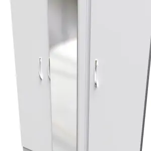 Heddon Triple Mirror Wardrobe in White Matt (Ready Assembled)