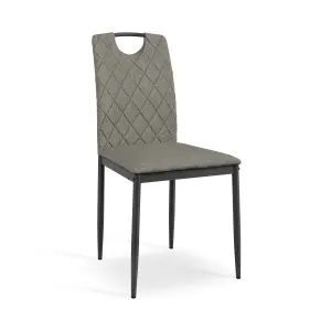 Aria Dining Table And Chairs -  Concrete Effect Table Top w Black Legs + Monza Linen Dining Chair Set Of 4 (Grey)