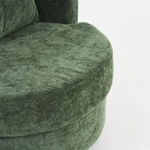 Chenille Swivel Armchair with Back Cushion Pillow Thick Foam Pad, Green