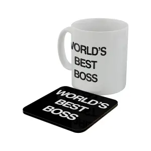 Grindstore Worlds Best Boss Mug & Coaster Set White (One Size)