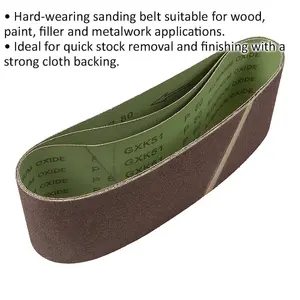 Premium 3 Pack 100mm x 610mm Sanding Belts - 80 Grit for Wood and Metalwork