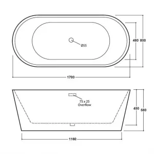 White 1700mm Modern Freestanding Bathtub