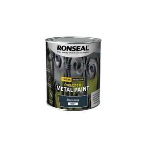 Ronseal 39192 Direct to Metal Paint Storm Grey Matt 250ml RSLDTMSTM250