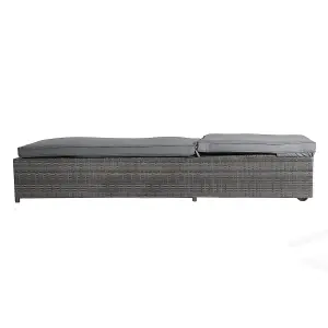 Charles Bentley Garden Waterproof Reclining Rattan Sun Lounger Grey