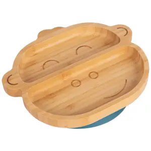 Tiny Dining Monkey Bamboo Suction Plate - Navy Blue