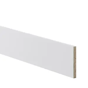 GoodHome Balsamita White Square edge Matt white slab Plinth, (L)2400mm