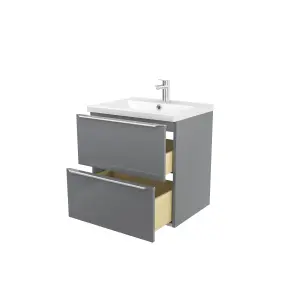 GoodHome Imandra Grey Wall-mounted Vanity unit & basin set - Includes Nira basin (W)604mm