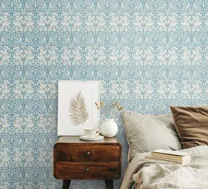 Hoopla Walls Forest Rabbit Blue Smooth Matt Wallpaper