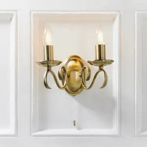 Anson Lighting Borka Antique Brass 2 Light Wall Light