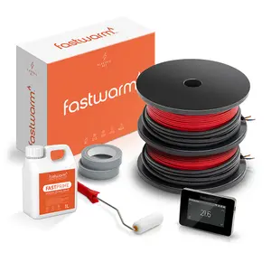 Fastwarm 200W Electric Underfloor Heating Cable Kit - 10.4m - Touch Black Thermostat