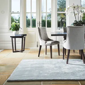 Ice Blue Plain Modern Rug Easy to clean Living room and Bedroom-120cm X 170cm