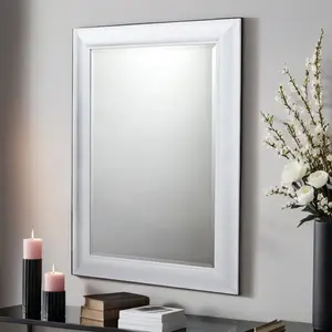 Abbeyville Framed Wall Mounted Accent Mirror White / 102.5cm H x 74.5cm W