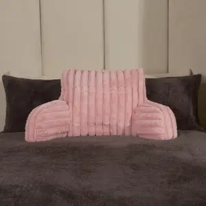 Reading Cushion Faux Fur Fleece Heatable Lumbar Pillow, Blush - One Size