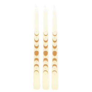 Something Different Moon Phases Taper Candle (Pack of 3) Off White (One Size)