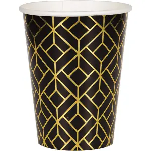 Creative Party Paper Geometric Disposable Cup (Pack of 8) Black/Gold/White (One Size)