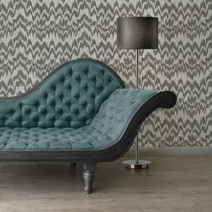 Galerie Escape Grey, Silver, Black Glitter Chevron Smooth Wallpaper