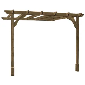 Wall Mounted Premium Pergola - Wood - L300 x W300 x H270 cm - Rustic Brown