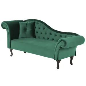 Left Hand Chaise Lounge Velvet Dark Green LATTES