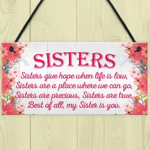 Red Ocean Sister Is You Friendship Best Sister Love Heart Hanging Plaque Family Gift Sign