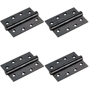 4 PACK - PAIR Grade 13 Heavy Duty Ball Bearing P Hinge - 107 x 77mm Matt Black Door