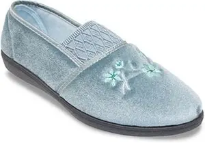 Chums Slip On Washable Velour Slipper - Teal