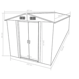 vidaXL Garden Shed 257x580x181 cm Metal Anthracite