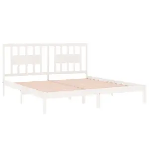 Berkfield Bed Frame White Solid Wood Pine 200x200 cm