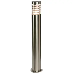 Outdoor Garden Bollard Light Brushed Steel 9.2W Outside Path LED Lamp Post IP44