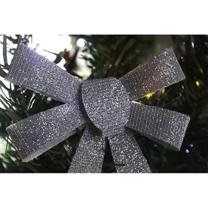 Christmas Silver Glitter Bow (Set of 3)