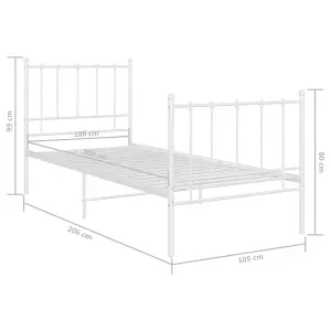 Berkfield Bed Frame White Metal 100x200 cm