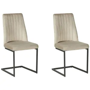 Set of 2 Dining Chairs LAVONIA Velvet Taupe