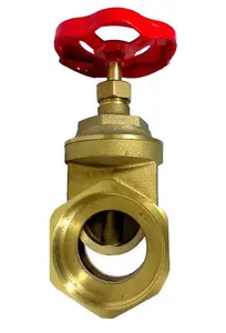 1" Inch BSP Strong Brass Sluice Gate Valve Water Stop with Red Head Handle