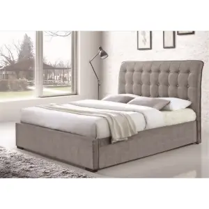 Light Grey Curved Design Elegant Fabric Bed Frame - Double 4ft 6"