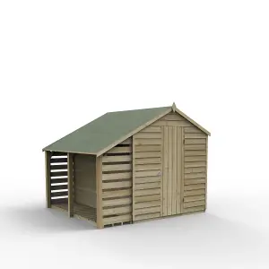 Forest Garden Overlap 8x6 ft Apex Wooden Pressure treated Shed with floor & 2 windows