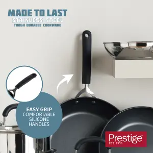 Prestige Made to Last Silver Round Stainless Steel Dishwasher Safe Non-Stick Milk Pan 14cm, 0.9L