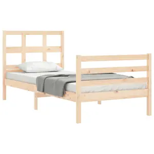 Berkfield Bed Frame with Headboard 90x200 cm Solid Wood