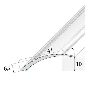 A48 41mm Anodised Aluminium Self Adhesive Door Threshold Ramp Profile - Black, 1.0m