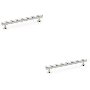 2 PACK - Straight Square Bar Pull Handle Polished Nickel 192mm Centres SOLID BRASS Drawer